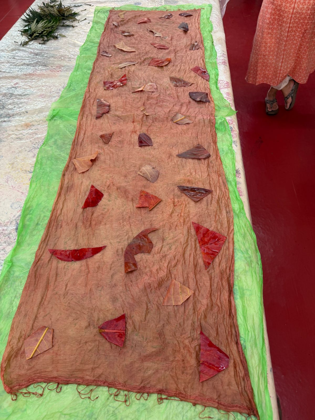 Eco Printed Silk Stole 011 — the process, step 1
