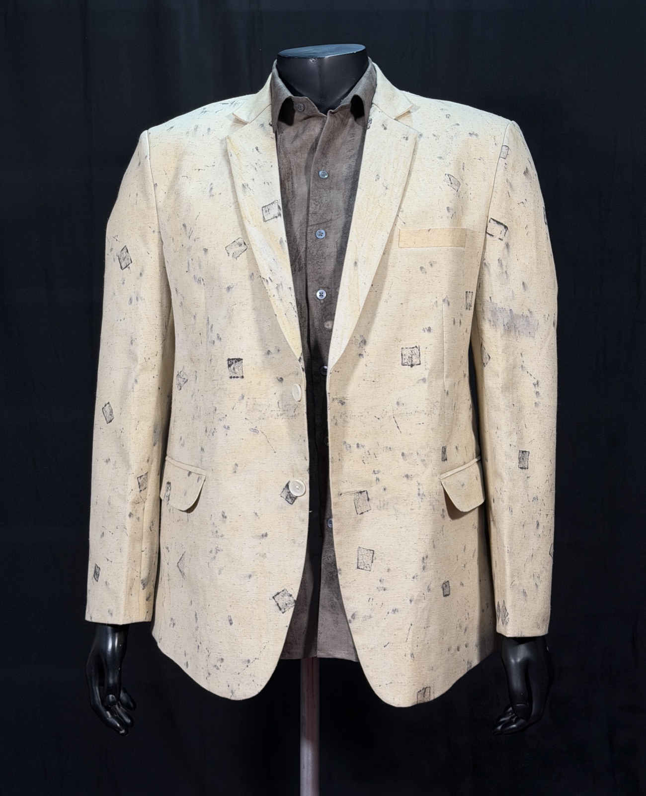 Eco Printed Banana Blazer 002 — block-printed artisanal piece