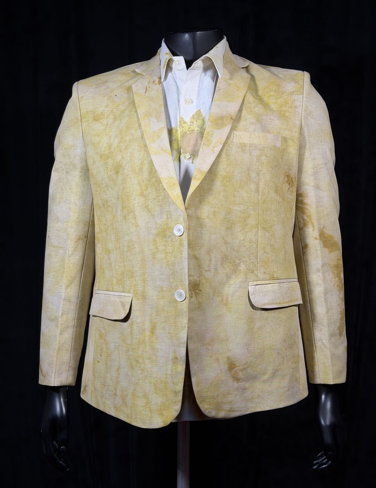 Eco Printed Lenin Blazer 004 — block-printed artisanal piece