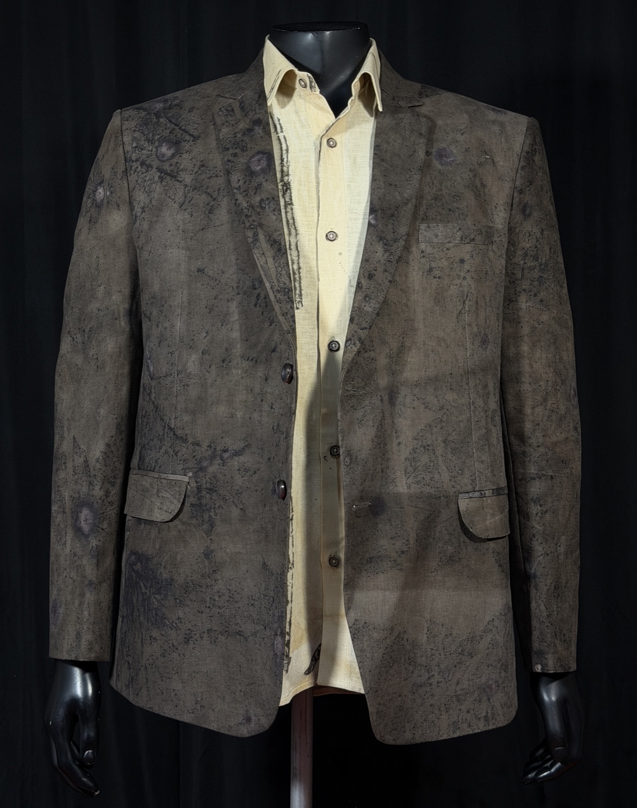 Eco Printed Lenin Blazer 003 — block-printed artisanal piece