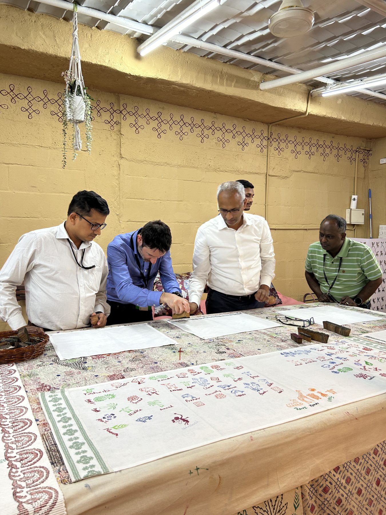 Block printing workshop in progress