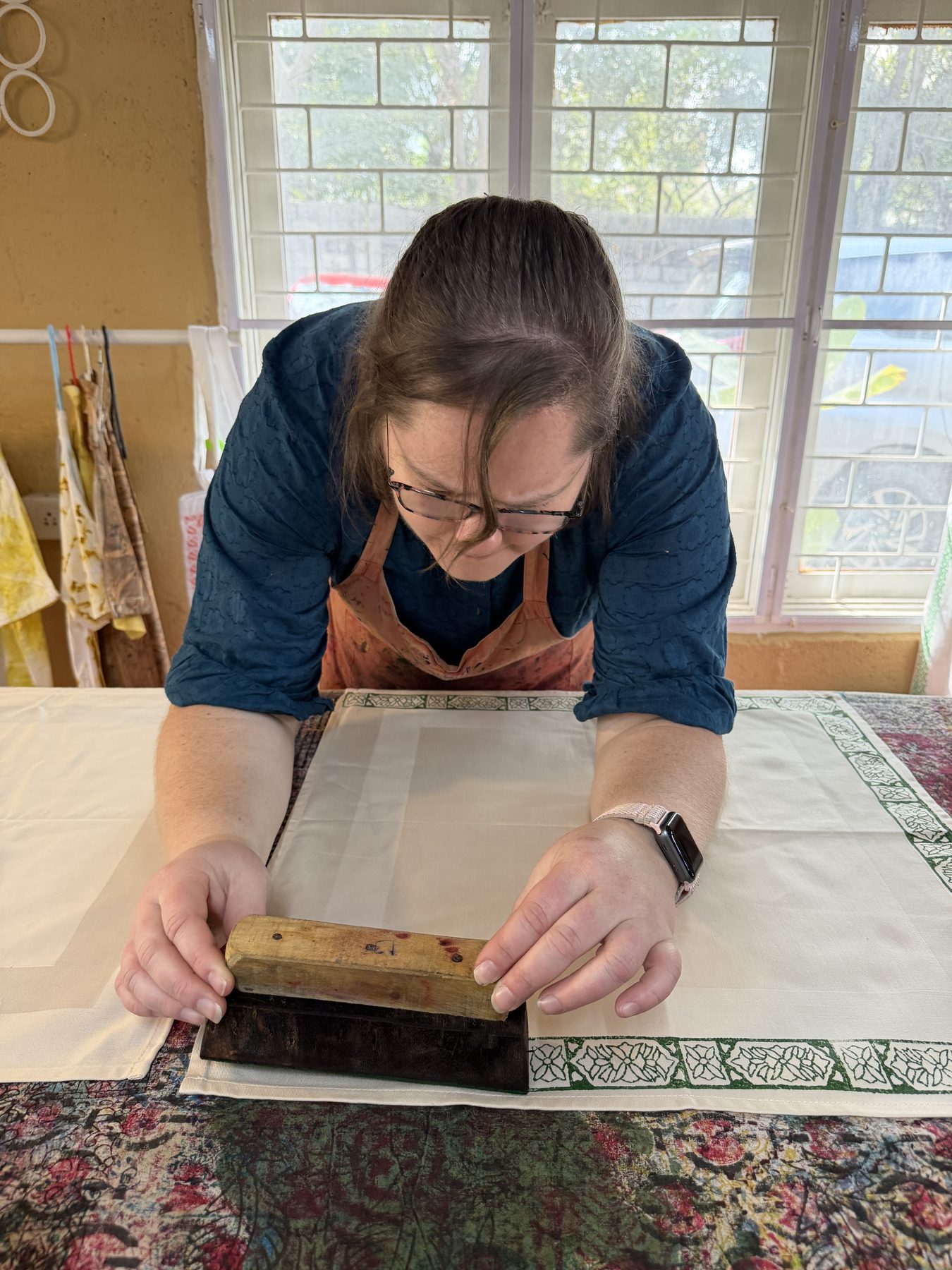 Block printing workshop in progress