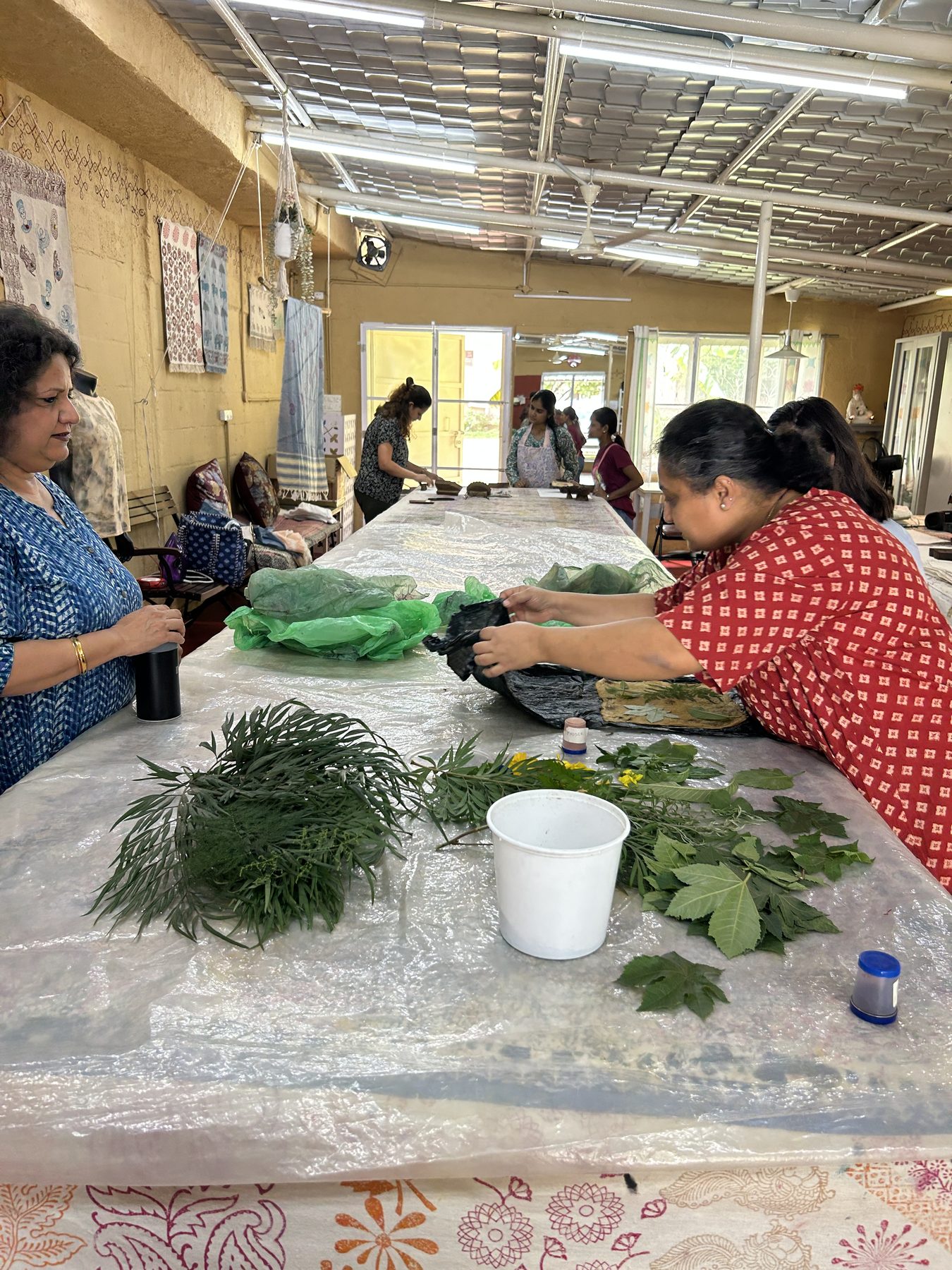 Block printing workshop in progress